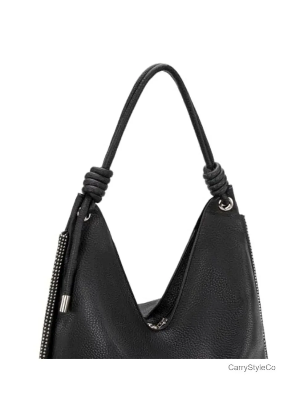 Slouchy Vegan Leather Hobo Shoulder Bag Knotted Handle Large